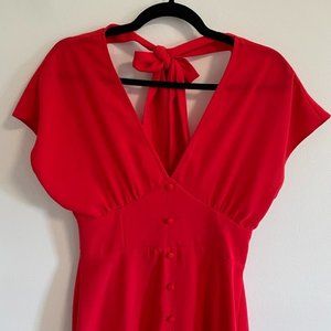 ASOS Bright Red Deep V Summer Dress Size 4